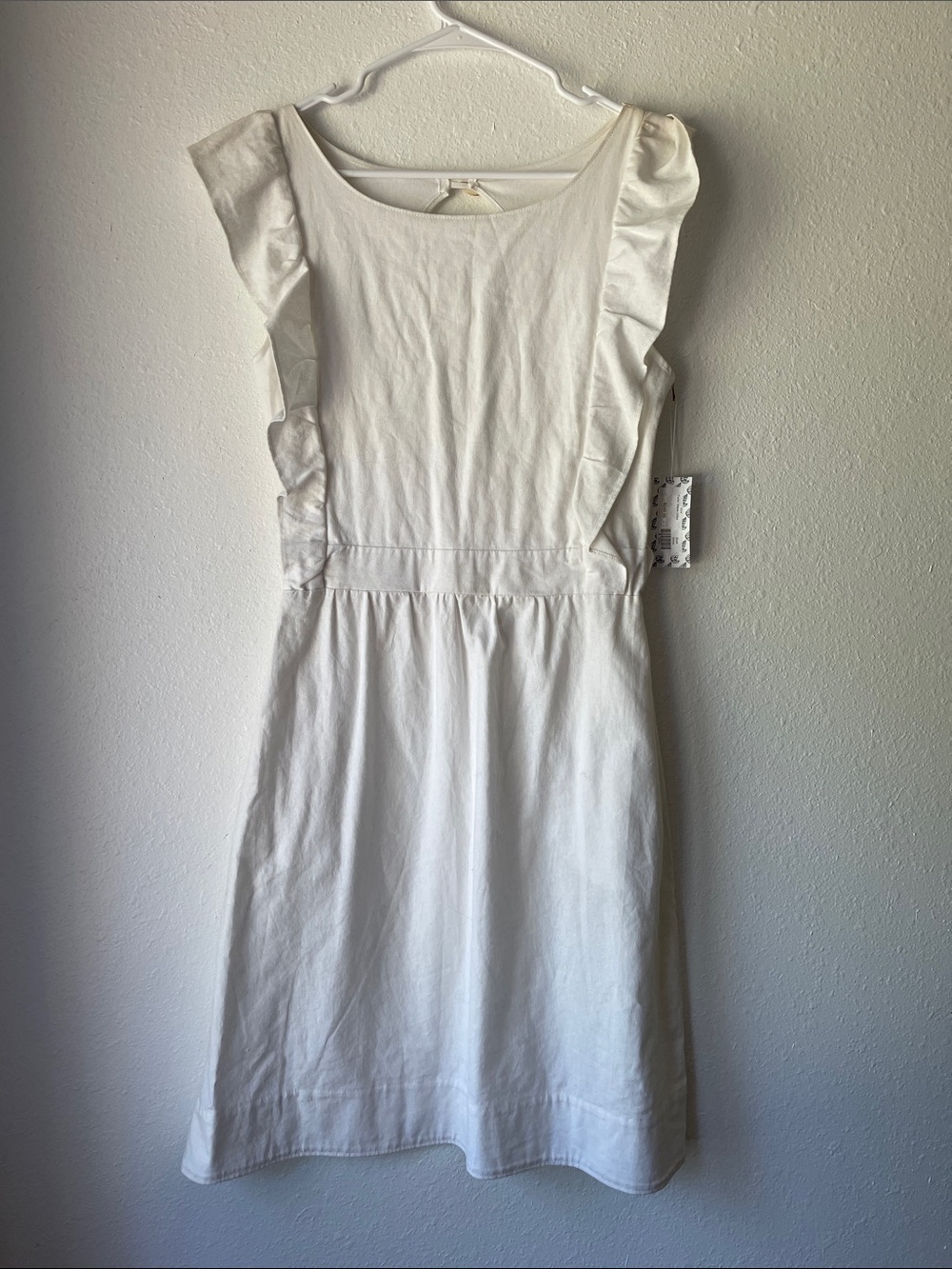 Wings Hawaii Flutter Sleeve Dress Women's White Midi Dress Size Small